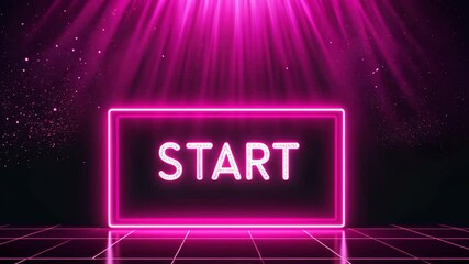 glowing neon text start on dark background - Powered by Adobe