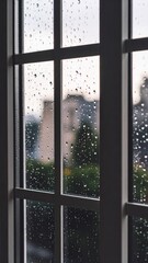 Raindrops drip slowly on the glass with a dim atmosphere 