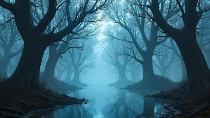 forest in fog