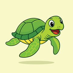 Smilling Cute Turtle Vector