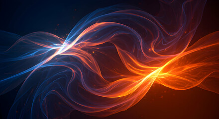 Naklejka premium Abstract Blue and Orange Energy Flow Swirling Design Background Wallpaper