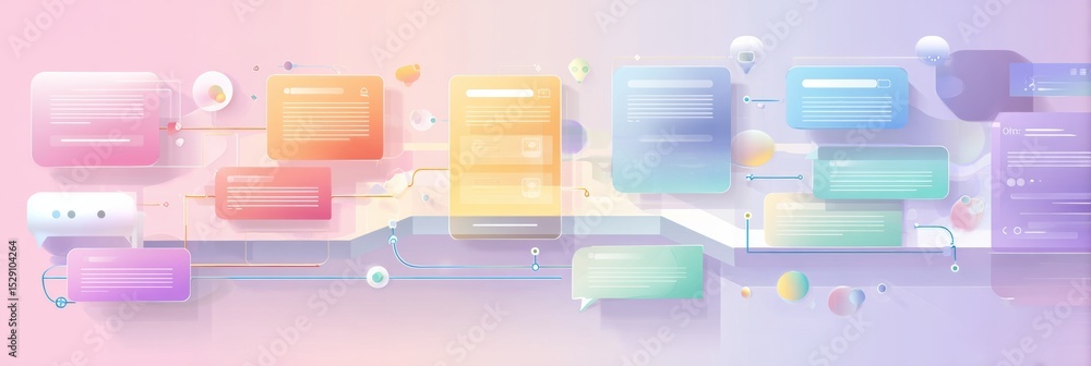 Poster Explore How ChatGPT Functions With a Clean Infographic Detailing the Interaction and Processing Through AI, Designed in a Pastel Color Palette