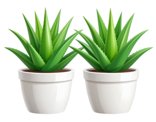 Minimalist Aloe Vera Duo in Modern White Pots – Flat Vector Style