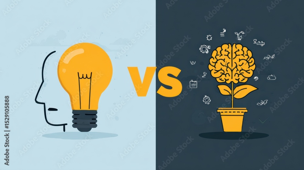 Poster Comparison of Fixed Mindset and Growth Mindset Highlighting Their Differences in Approach to Challenges and Learning