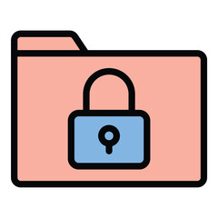 Confidential icon flat line style illustration representing private and sensitive information, suitable for legal, corporate, and security-related projects