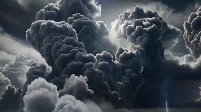 Dark clouds clashing in a dramatic storm