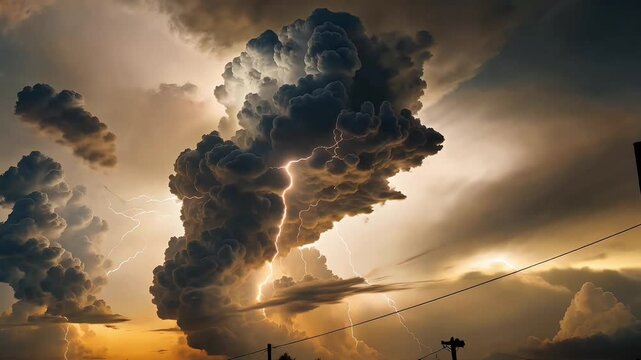 Dark clouds clashing in a dramatic storm