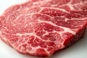 Fototapeta premium Close-Up of Exquisite Marbled Beef Steak Showcasing Premium Quality for Gourmet Culinary Creations