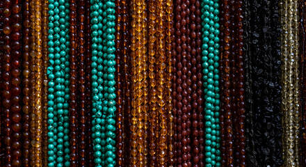 Vibrant Gemstone Beads Colorful Jewelry Making Supplies Craft Materials Texture Background