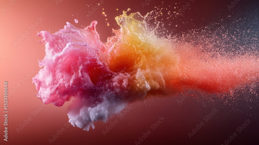 Aufkleber a mesmerizing explosion of colors and fine particles creates an abstract representation of fluid dyn
