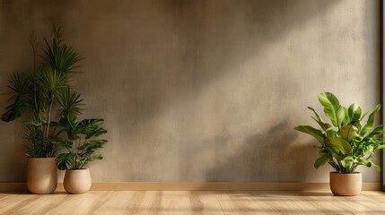 An inviting interior space displays lush plants in stylish pots, emphasizing a harmonious blend of nature and contemporary design, ideal for a refreshing home ambiance.