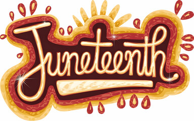 Juneteenth Text with African Inspired Shapes and Tribal Accents in Earthy Colors