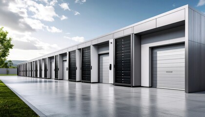 Exterior View of Edge Computing Data Center With Modular Server Racks Under Blue Sky