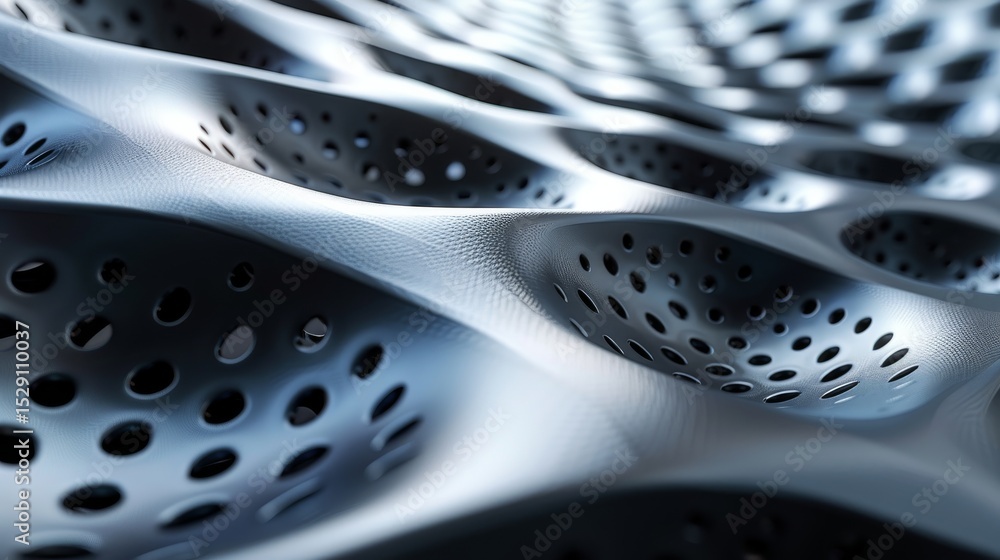 Aufkleber an abstract representation of smooth, flowing forms with intricate geometric holes, showcasing the i