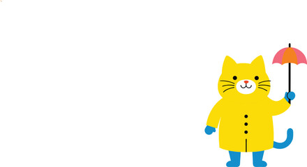  cat wearing yellow raincoat  vector art illustration