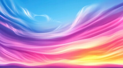 Obraz premium Colorful Abstract Sky with Flowing Waves of Pink, Blue, and Yellow Hues