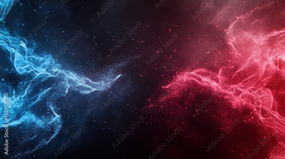 Aufkleber a mesmerizing abstract composition featuring dynamic smoke patterns in vibrant blue and red hues, re