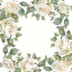 Little white rose square border pattern backgrounds flower.
