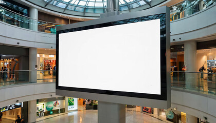 Empty electronic board in shopping mall, advertising space, close-up.