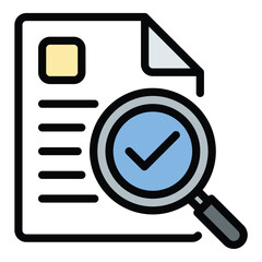 Audit icon flat line style illustration representing financial inspection and compliance review, suitable for accounting, business analysis, and regulatory-related projects