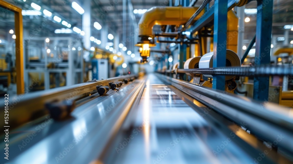 Aufkleber an intricate conveyor system showcases modern industrial automation with precision machinery operati