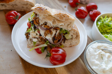 Döner kebab fresh and homemade cooked on plate