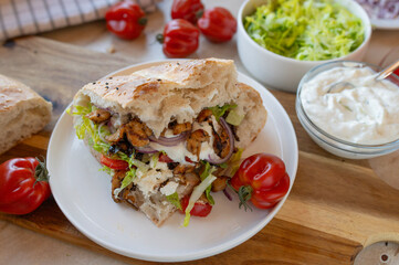Döner kebab fresh and homemade cooked on plate