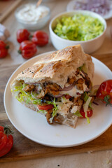  Doner kebab fresh and homemade cooked on plate
