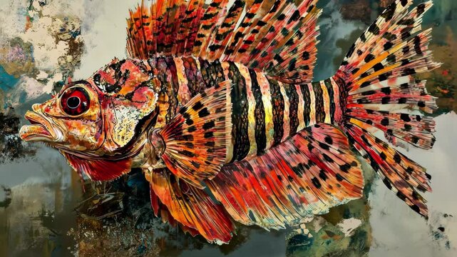 Striking zebra turkeyfish displaying vibrant colors in a captivating underwater environment, Zebra turkeyfish