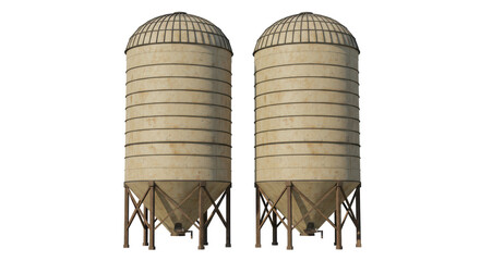 Isolated Pair of Farm Silos © Anna