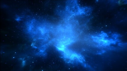 Blue cosmic nebula with distant stars