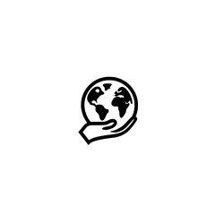 earth globe icon. Hand holding earth icon representing global care and environmental protection