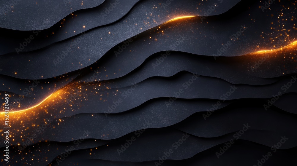 Aufkleber a captivating abstract background featuring wavy textures in black and gold, creating a dynamic and 