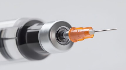 Close-up of a medical syringe and needle.