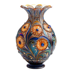 Ancient ceramic vase isolated on white background, perfect for historical decor, museums, and product displays