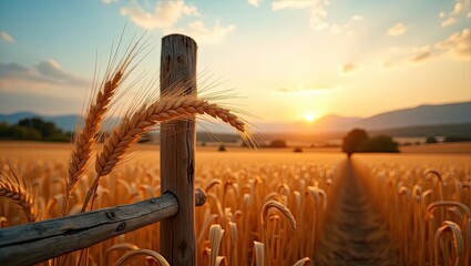 wheat field at sunset