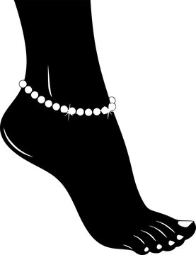 black foot with pearl anklet clip art preview