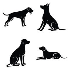 Dog Icon Set - Jumping, Running, Sitting Animal Illustrations