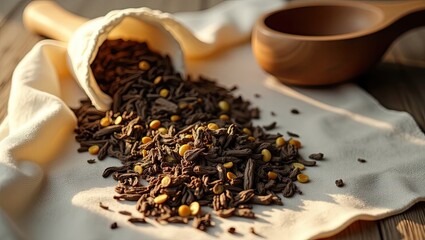 coffee beans and cinnamon sticks