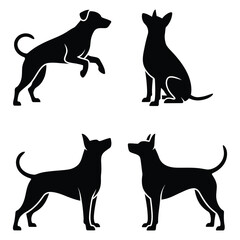 Black Dog Silhouettes - Various Poses