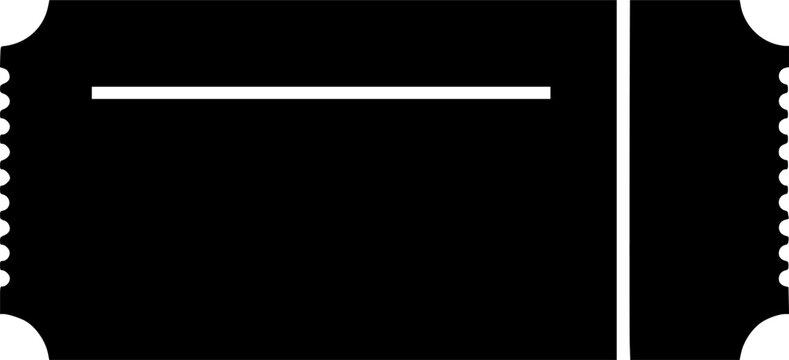 Simple vector illustration of a black ticket with a perforated line
