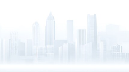Fototapeta premium Cityscape shrouded in white haze dreamlike scene