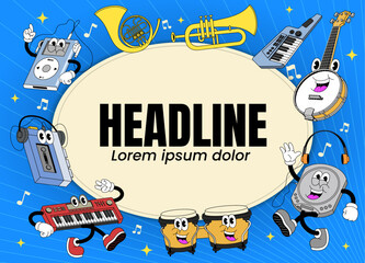 Background Design with many music Instrument