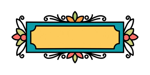 Decorative floral frame featuring colorful flowers and leaves on white transparent background, Perfect for invitations, posters, or greeting cards