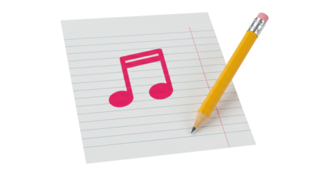 Isolated Music Note with Pencil