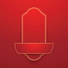 Happy Chinese new year 2026. Chinese new year banner for show product. Greeting card. China frame with lantern on red background.