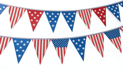 Obraz premium Patriotic Star and Stripe Bunting Flags – Red White and Blue Independence Day Decoration