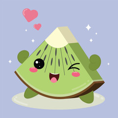 Illustration Of A Cute And Happy Cartoon Kiwi Fruit Slice