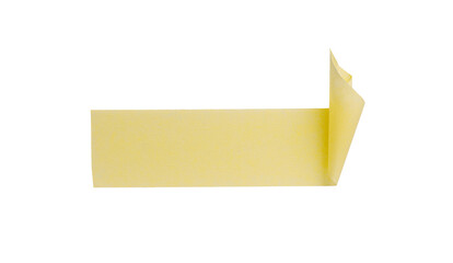 Yellow painter's tape isolated on white background, macro. Torn, crumpled, twisted strips of yellow...