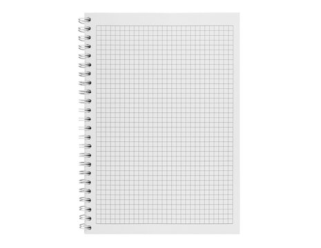 Checkered notebook with spiral binding on an isolated white background. Perfect for education, office supplies, and creative project designs.